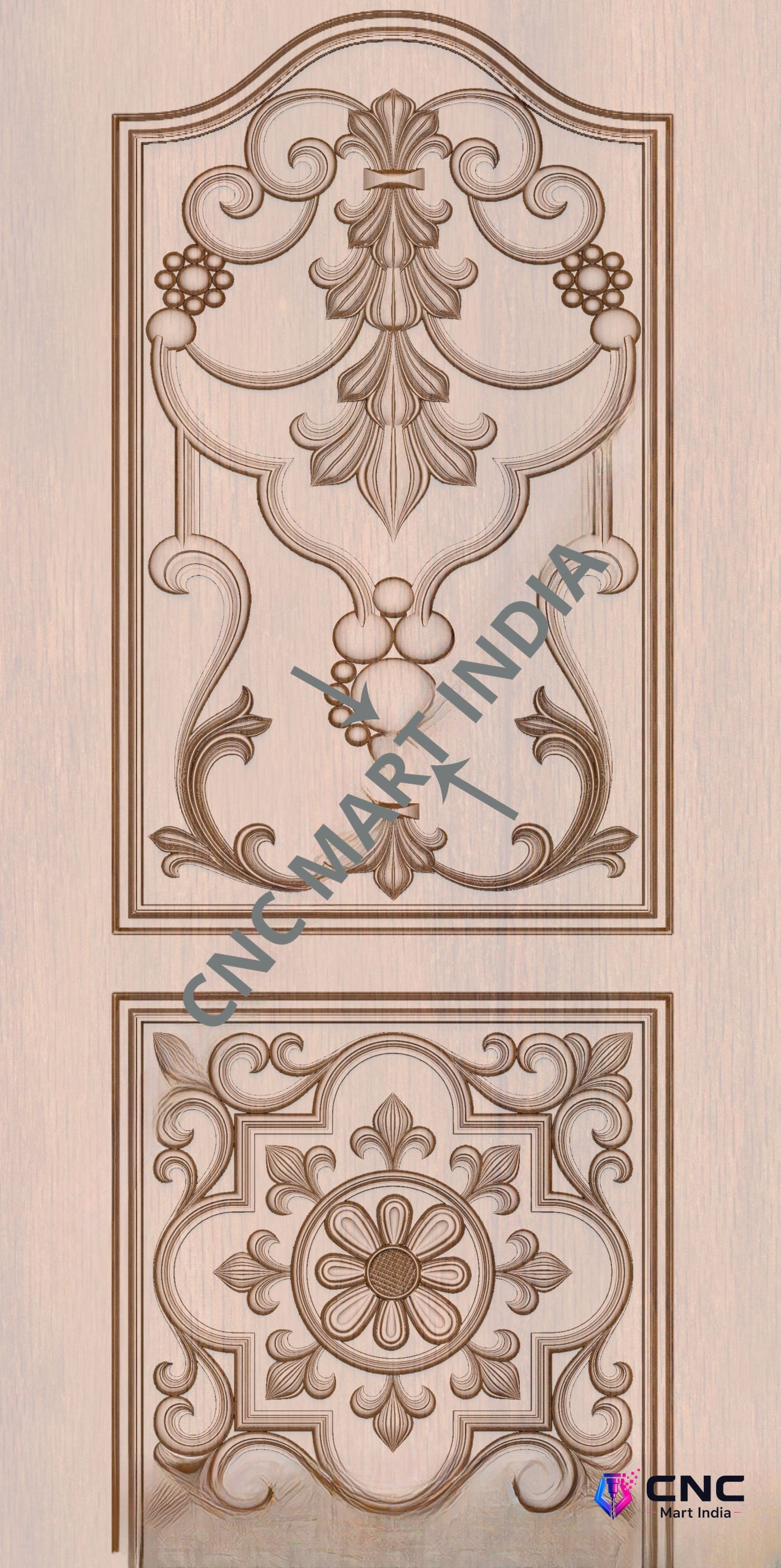 Arch - ARCH-26 Classic Victorian Floral Panel Door 3D Model